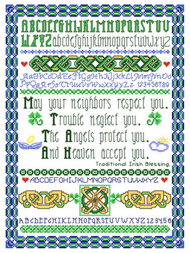 cross stitch pattern Irish Angels Protect You
