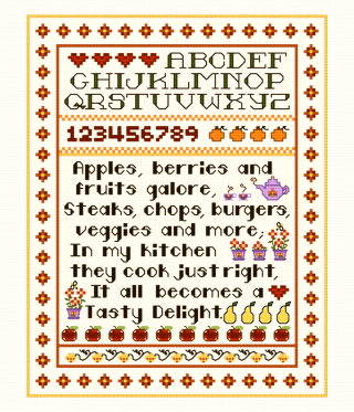 cross stitch pattern Kitchen Sampler