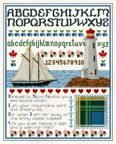 cross stitch pattern Nova Scotia Sampler