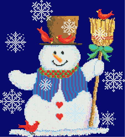 cross stitch pattern Snowman and Cardinals