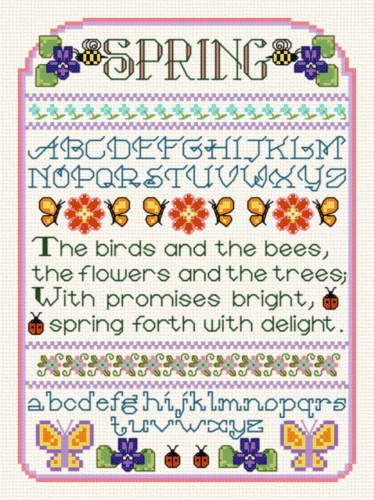 cross stitch pattern Spring Sampler