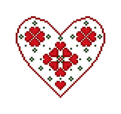 cross stitch pattern Swedish Heart Ornament
