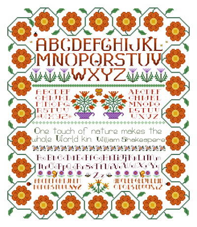 cross stitch pattern Touch of Nature Sampler