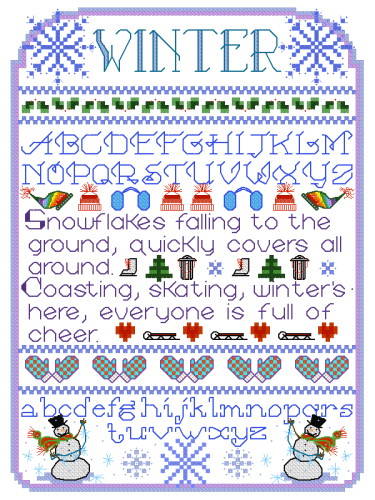 cross stitch pattern Winter Sampler