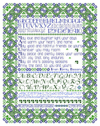 cross stitch pattern Irish Family Blessing