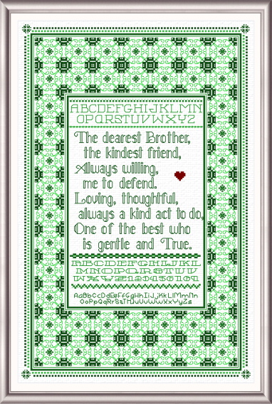 cross stitch pattern Dearest Brother Sampler