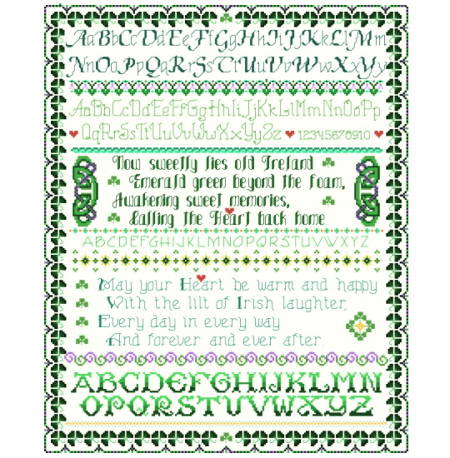 cross stitch pattern Old Ireland Sampler