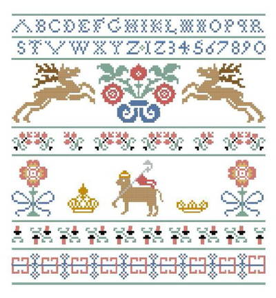 cross stitch pattern Stag Sampler
