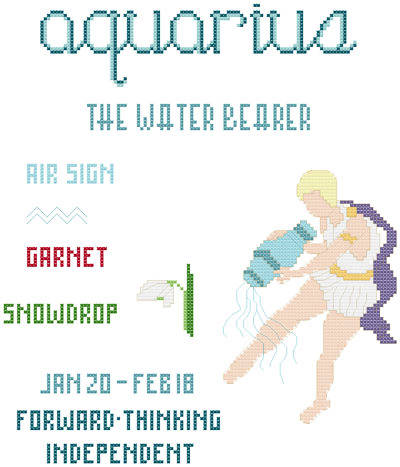 cross stitch pattern Acquarius