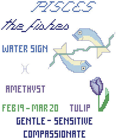 cross stitch pattern Pisces