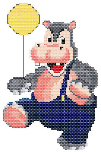 cross stitch pattern Happy Hippo