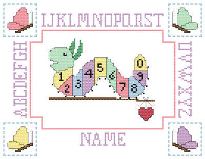 cross stitch pattern Metamorphosis Sampler