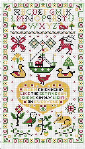 cross stitch pattern Friendship Sampler