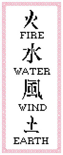 cross stitch pattern Fire, Water, Wind, Earth