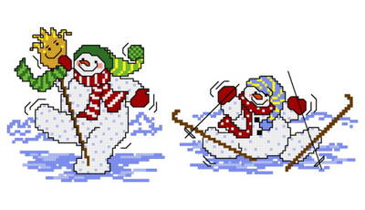 cross stitch pattern 2 Silly Snowmen