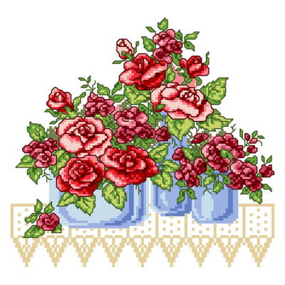 cross stitch pattern 3 Roses