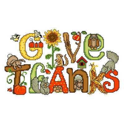 cross stitch pattern Give Thanks