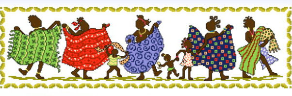 cross stitch pattern Women with Quilts Row