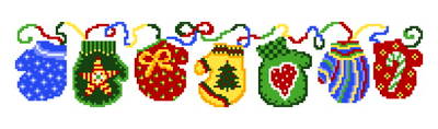 cross stitch pattern Childrens Mittens Row