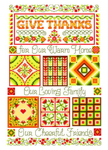 cross stitch pattern Give Thanks Quilt Sampler