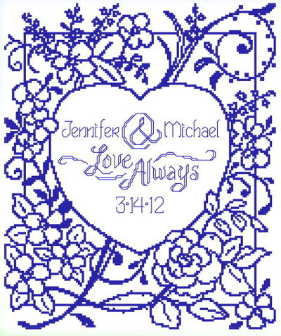 cross stitch pattern Love Always Wedding