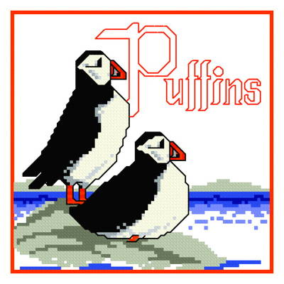 cross stitch pattern Puffins