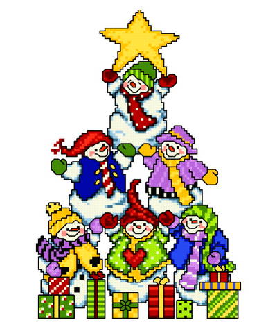 cross stitch pattern Snowman Tree 1