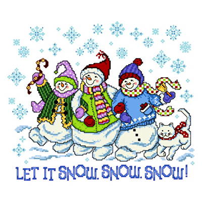 cross stitch pattern Holly Jolly Snowmen