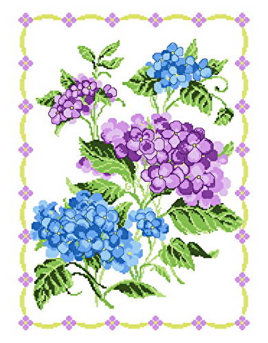 cross stitch pattern Hydrangeas