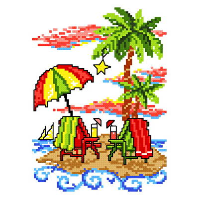 cross stitch pattern Island Christmas Retreat