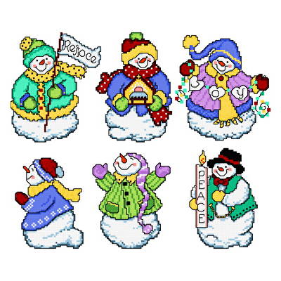 cross stitch pattern Joyous Snowmen