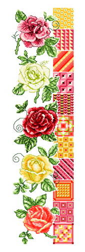 cross stitch pattern Roses and Quilts