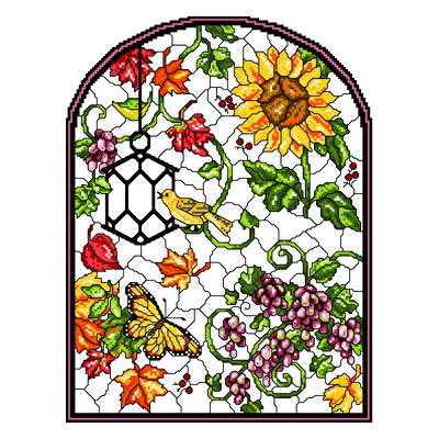 cross stitch pattern Stain Glass Autumn