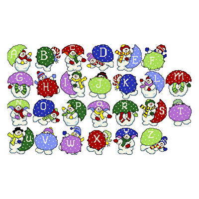 cross stitch pattern Snowman Alphabet