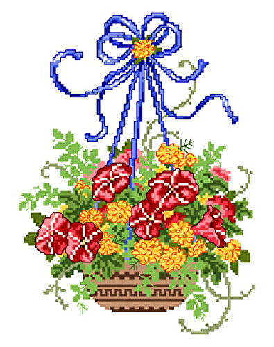 cross stitch pattern Summer Floral Basket