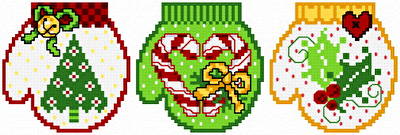 cross stitch pattern 3 Little Mittens