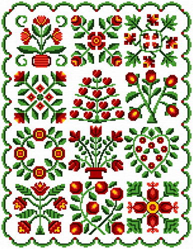 cross stitch pattern Baltimore Quilt