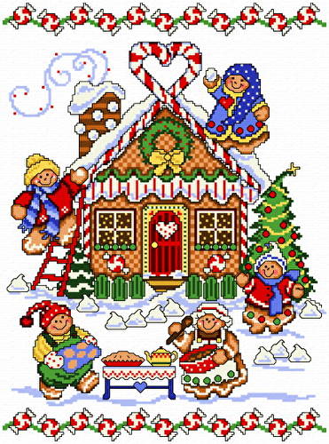 cross stitch pattern Gingerbread House