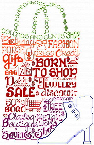 cross stitch pattern Let's Shop til we Drop