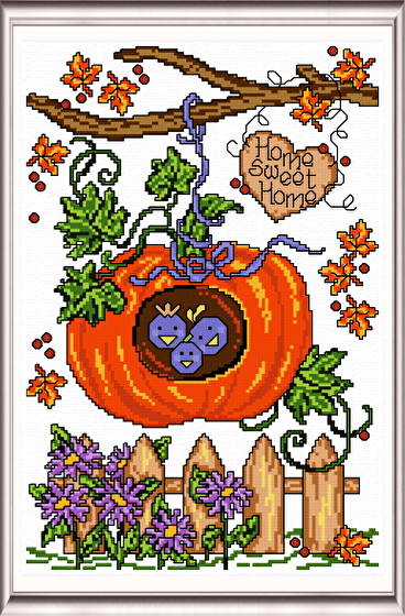 cross stitch pattern Autumn Birdhouse