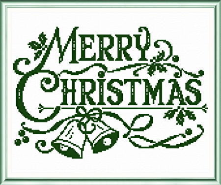 cross stitch pattern Green Merry Christmas