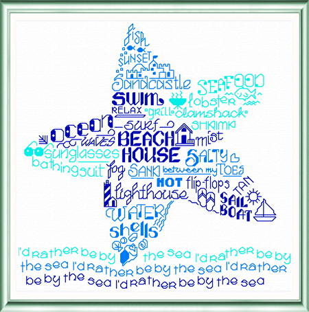 cross stitch pattern Let's Live by the Sea