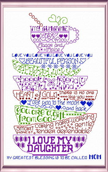 cross stitch pattern Let's Love our Daughters