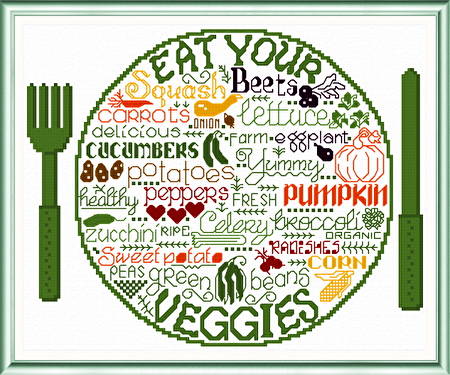 cross stitch pattern Let's Eat Veggies