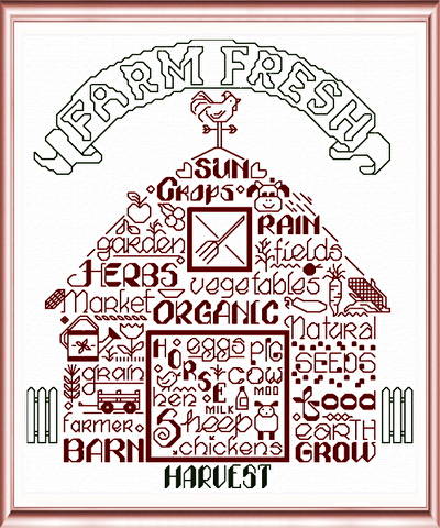 cross stitch pattern Let's Farm