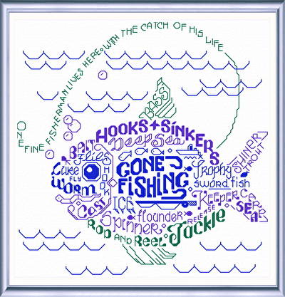 cross stitch pattern Let's Go Fishing