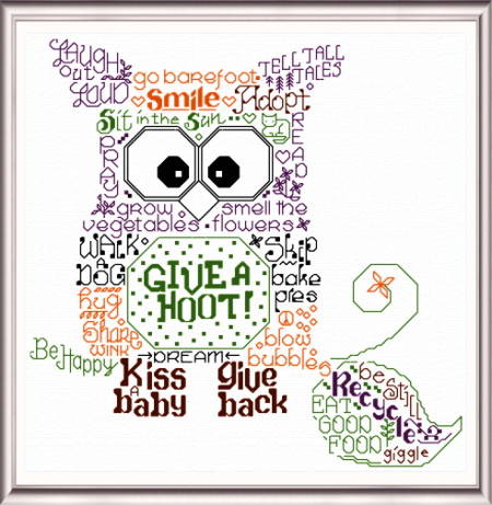 cross stitch pattern Let's Give a Hoot