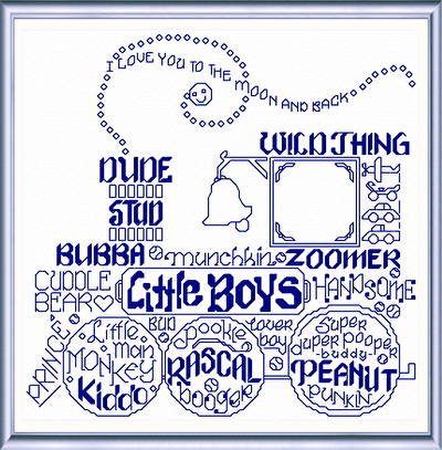 cross stitch pattern Let's Love Little Boys