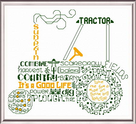 cross stitch pattern Let's Tractor