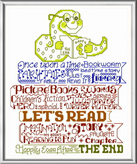 cross stitch pattern Let's Read to Kids